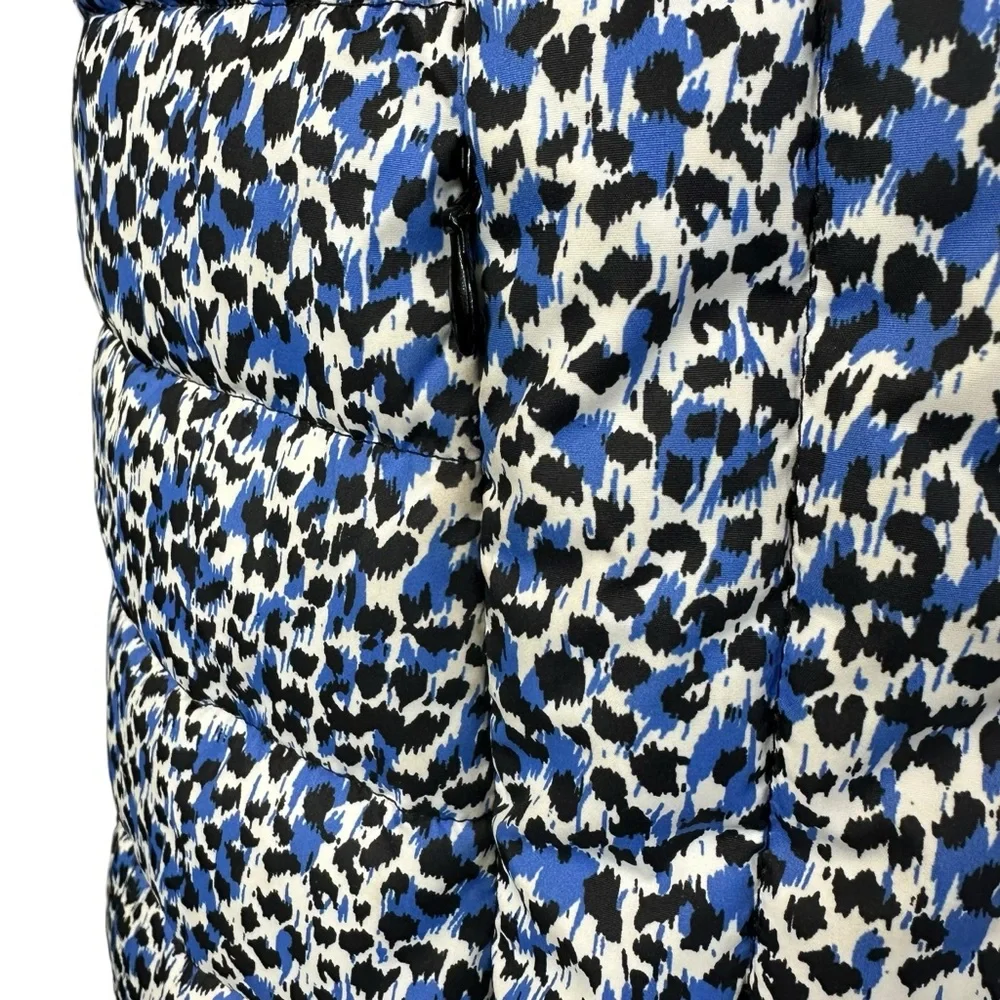 J. Crew Factory S Blue Black Animal Print Puffer Vest